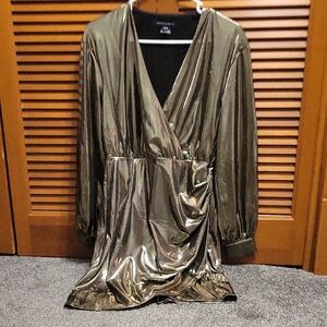 French Connection Metallic Long Sleeve Dress